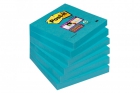 Bloczek samoprzylepny PostitR Super Sticky, iskrzce kolory, 6 szt po 90 kart., 76x76mm, elektryzujcy bkit