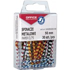 Spinacze metalowe OFFICE PRODUCTS Zebra, powlekane, 50mm, w pudeku, 30szt., mix kolorw