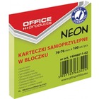 Bloczek samop. OFFICE PRODUCTS, 76x76mm, 1x100 kart., neon, zielony