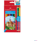 Kredki oówkowe 12 kolorów + 3 kredki dwustronne, FABER CASTELL 110312