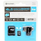 Platinet karta pamici 4 in 1 microSD + czytnik kart + adapter SD + OTG | 8GB