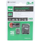 Platinet karta pamici microSD + czytnik kart + adapter SD | 16GB 3 in 1