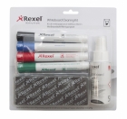 Zestaw do tablic REXEL, spray, gbka niemagnetyczna oraz 4 markery