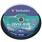 Verbatim DVD-RW | 4.7GB | x4 | cakebox 10szt