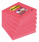 Bloczek samoprzylepny POST-IT® Super Sticky (654-6SS-PO), 76x76mm, 1x90 kartek, róowy