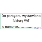 Piecztka Do paragonu wystawiono faktur VAT o numerze.... IMPRINT 8912 TRODAT