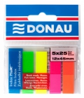Zakadki indeksujce DONAU, PP, 12x45mm, 5x25 kart., mix kolorów