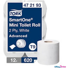 Papier toaletowy TORK Smart One (12 rolek) mini jumbo, 2 warstwy, kolor biay, makulatura z celuloz, 111m, T9 472193