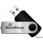 Pami Pendrive MediaRange 16GB USB 2.0, obracany, srebrno-czarny, MR910