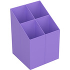 Przybornik na biurko ICO kwadratowy, plastikowy, 4 komory, fioletowy